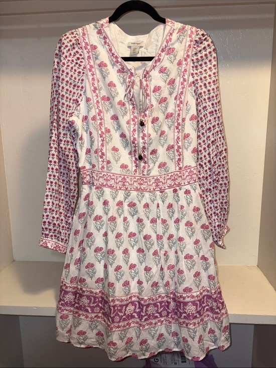 Haute Hippie Dresses & Skirts - Haute Hippie White Dress with Pink Floral Border and Print